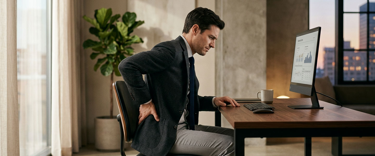 Desk worker hip pain.